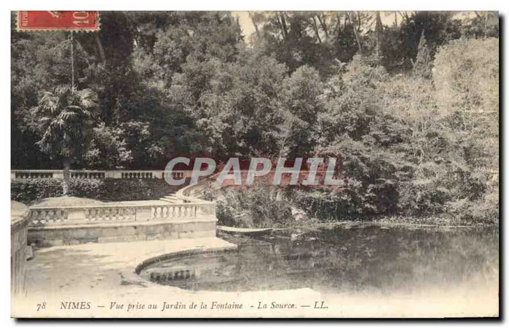 Nîmes — Aufnahme im Garten der Fontaine — Die Quelle — LL. - Vorderseite