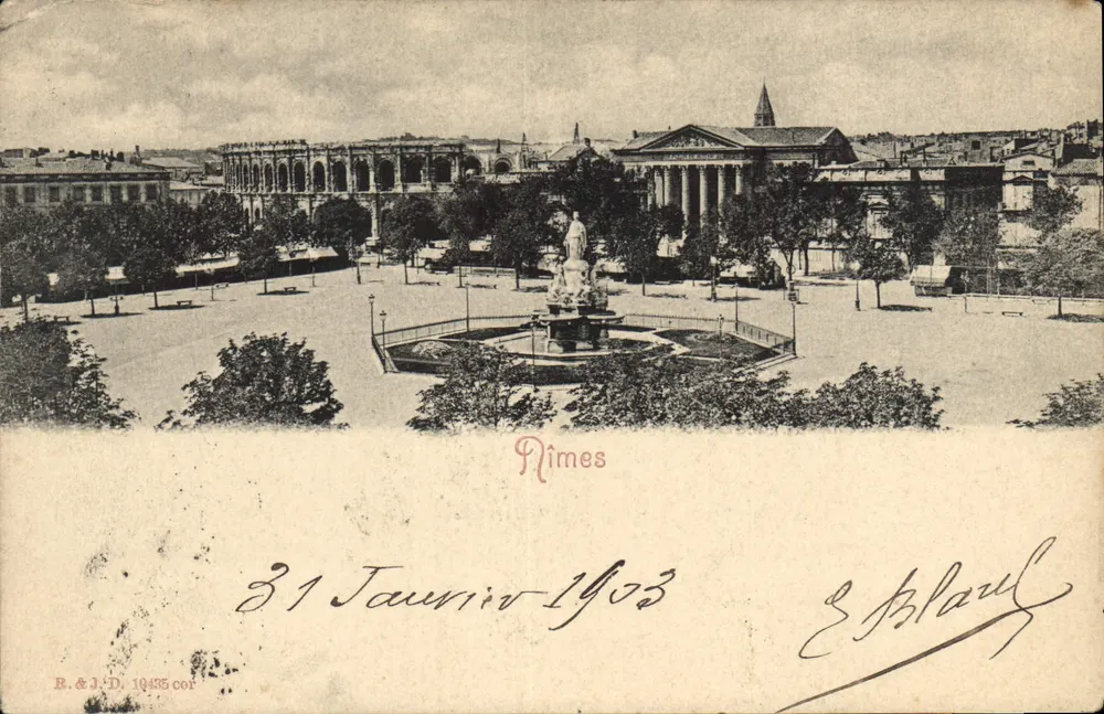 Place de la République — Nîmes — editor R.&J.D. n°19435 - Frente