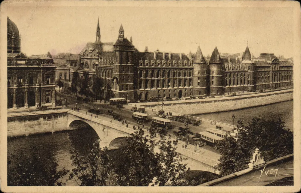 Paris — Das Palais de Justice und der Pont au Change — Yver - Vorderseite