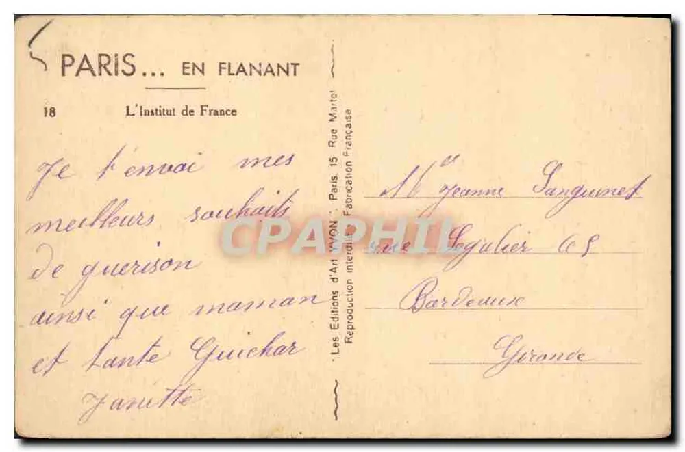 L'Institut de France — Paris — Éditions d'Art Mariel - Verso