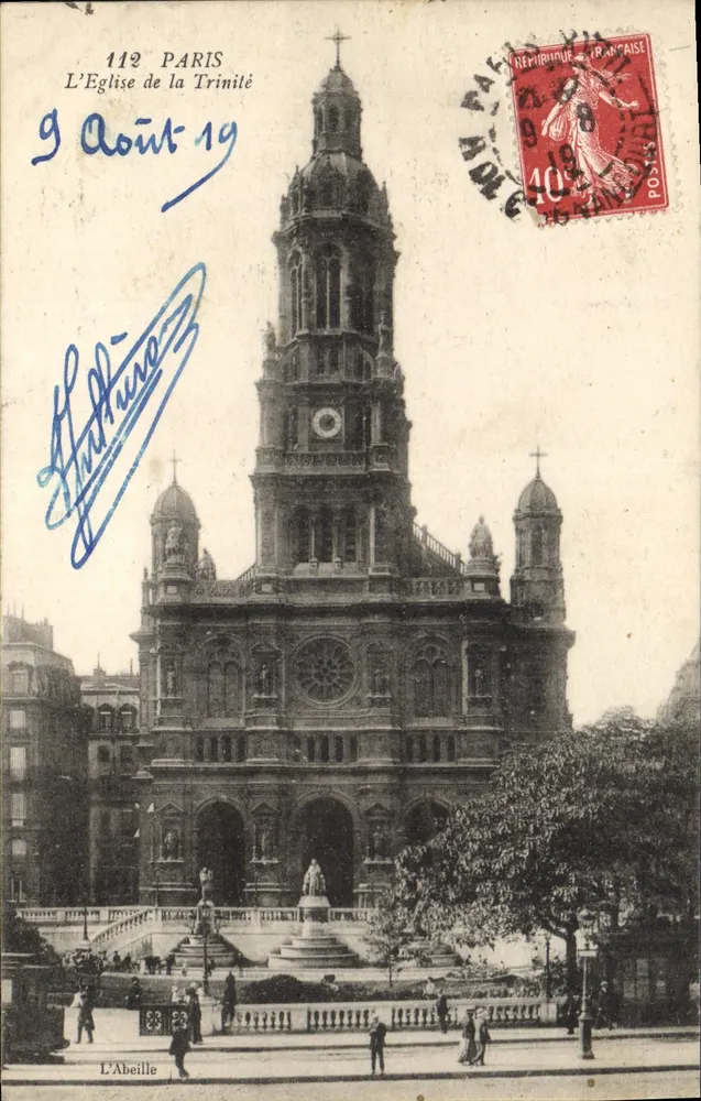 Paris - A Igreja da Trindade — Imp. Fot. 'A Abelha', Paris - Frente