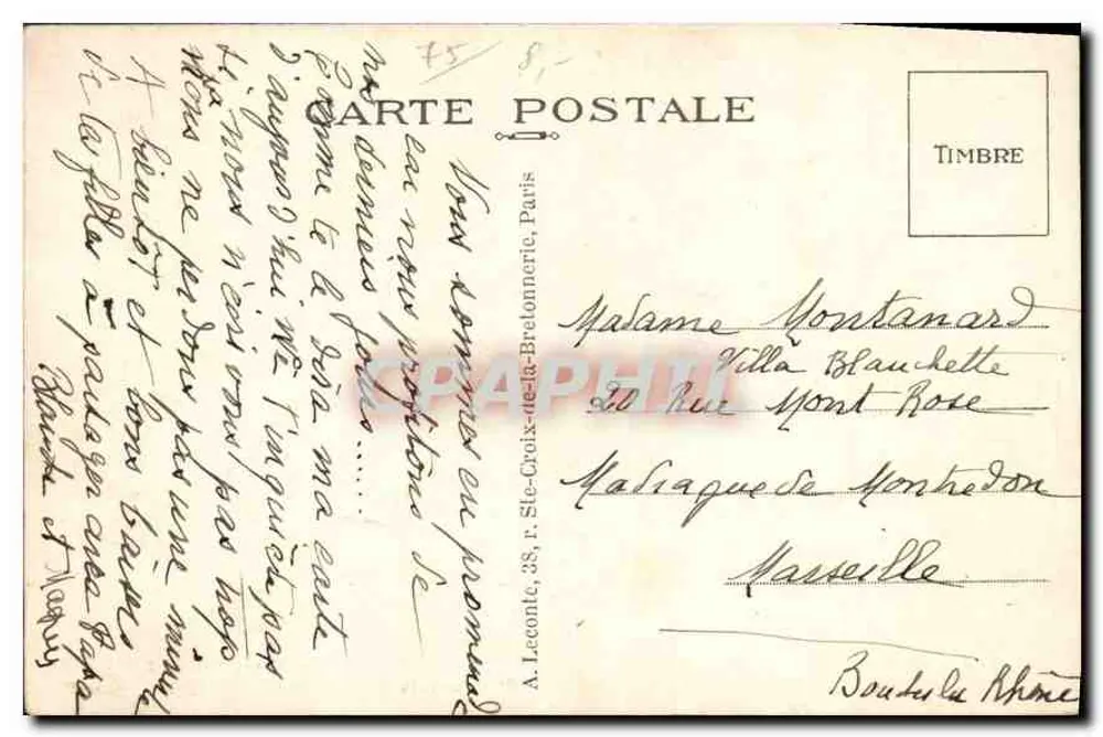 Paryż - Park Monceau, mały most — A. L. — nr 170 - Rewers