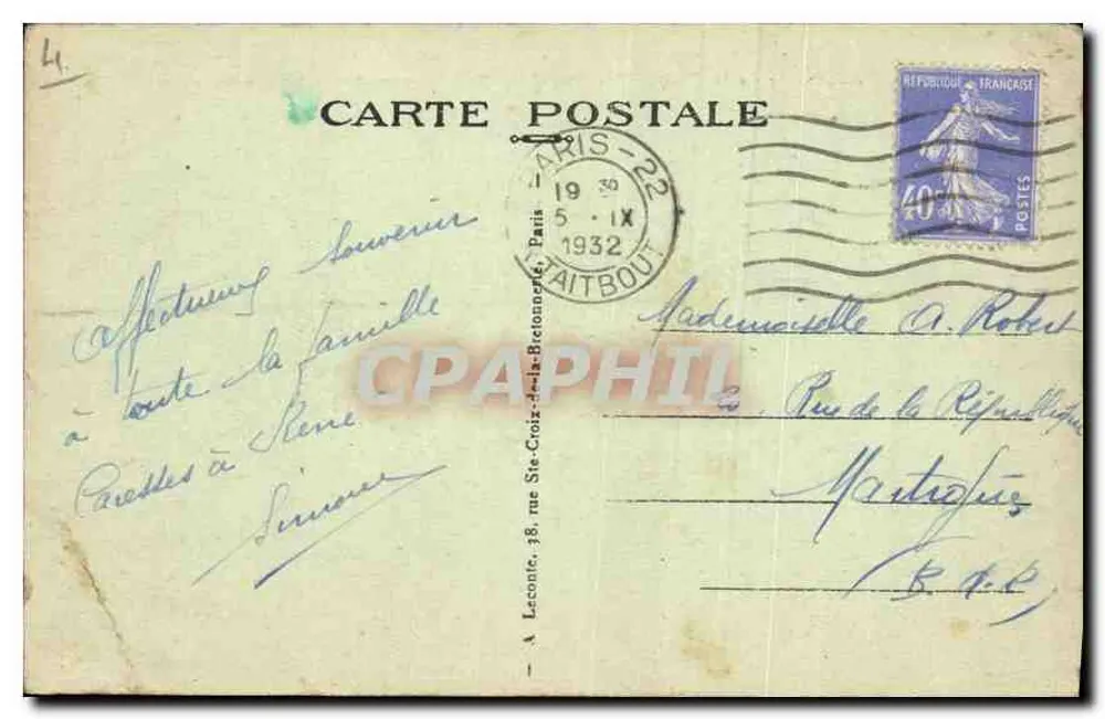 Paris — Conjunto da Place de la République — A. L. - Verso