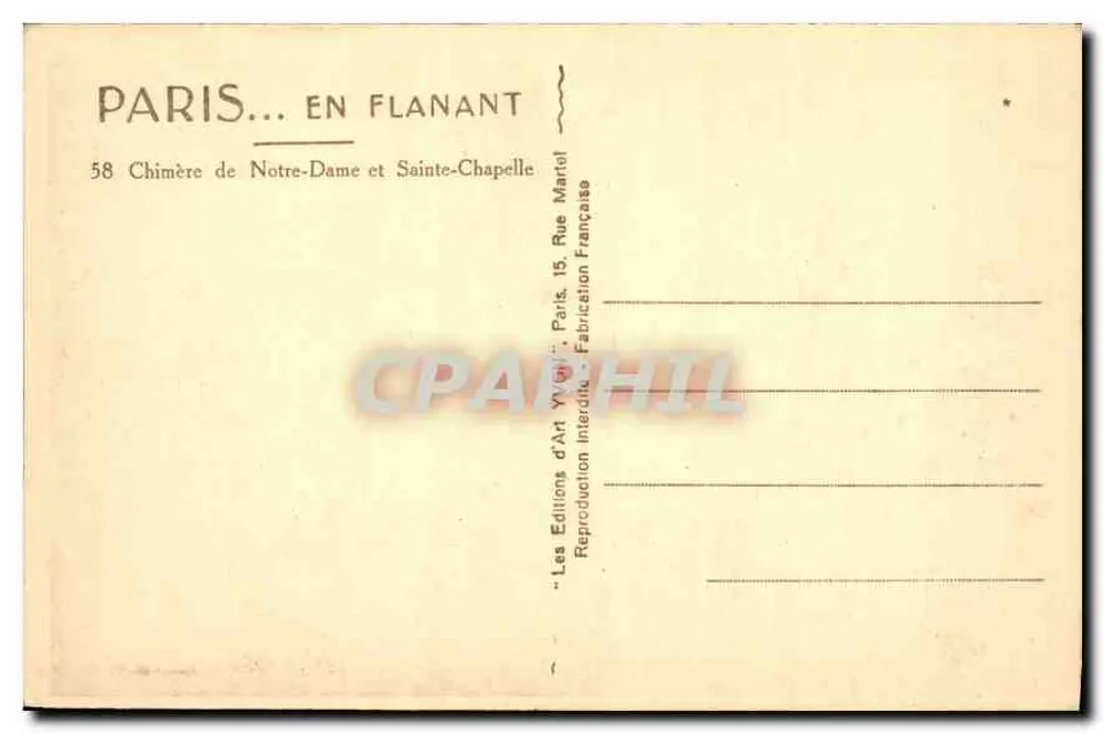 Paris... beim Spazieren — 58 Chimäre von Notre-Dame und Sainte-Chapelle — Les Éditions d'Art Yvetot - Rückseite