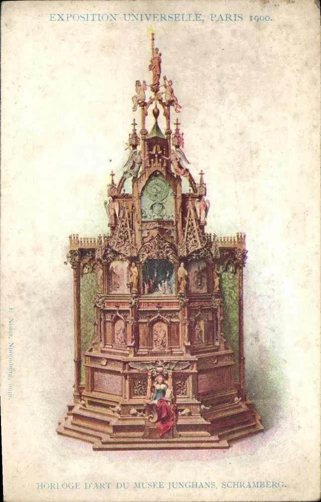 Kunstuhren aus dem Junghans-Museum, Schramberg — Weltausstellung, Paris 1900 — E. Nisbet, Nürnberg, Verlag - Vorderseite
