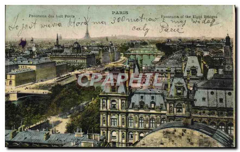 Paris — Panorama dos oito Pontes — editor não visível - Frente
