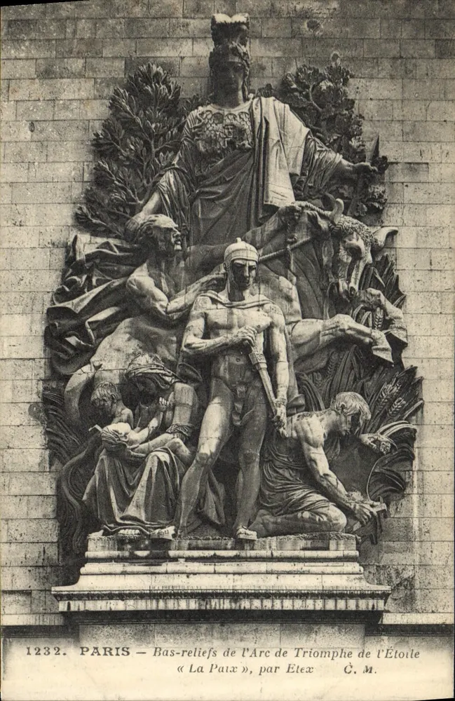 Paris — Basreliefs des Triumphbogens von der Étoile « La Paix », von Étex — C.M. - Vorderseite