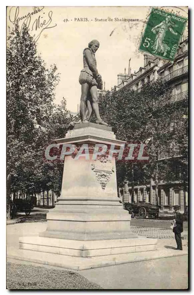 Paris - Estátua de Shakespeare — editor G. K. Paris, n°49 - Frente