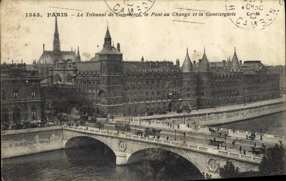 Paris — Das Handelsgericht, der Pont au Change und die Conciergerie — Verlag CCM, Nr. 1343 - Vorderseite
