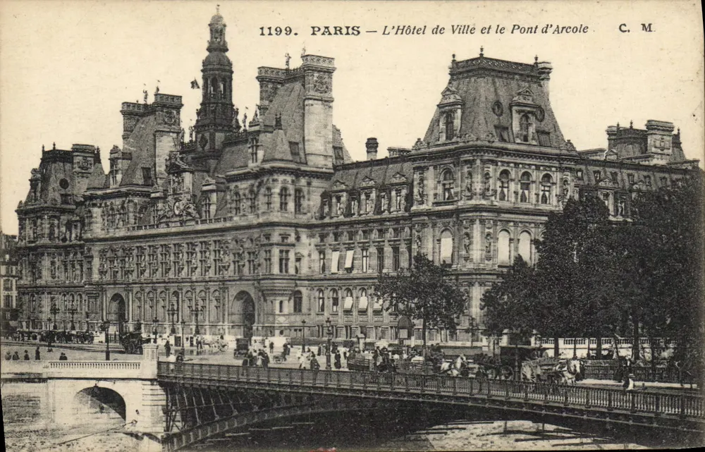 Paris — Das Rathaus und die Pont d'Arcole — C. M. n° 1199 - Vorderseite