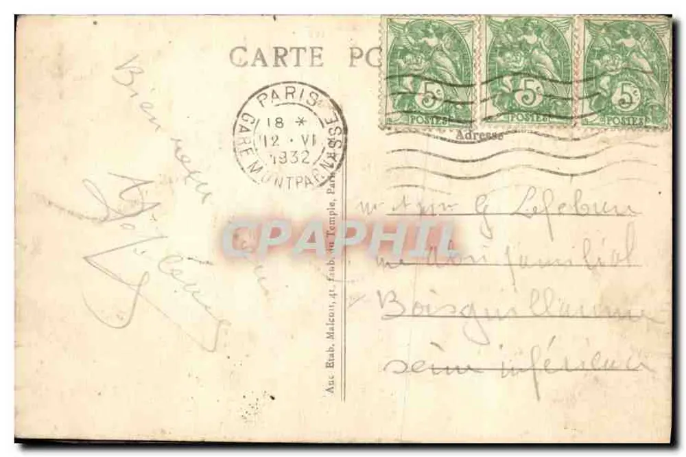 Paris — Hotel de Ville — E.M. - Verso