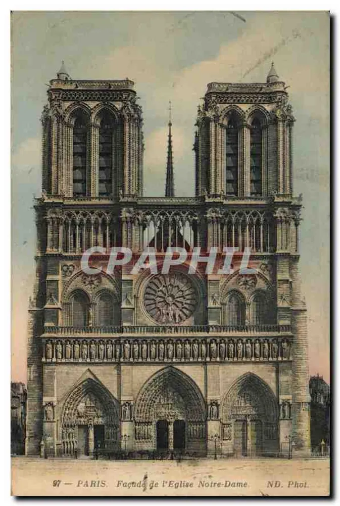 Paris — Fachada da Igreja Notre-Dame — ND. Fot. - Frente