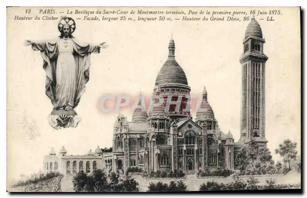 Paris — Die Basilika des Heiligen Herzens von Montmartre — Grundsteinlegung, 16. Juni 1875 — Verlag LL - Vorderseite
