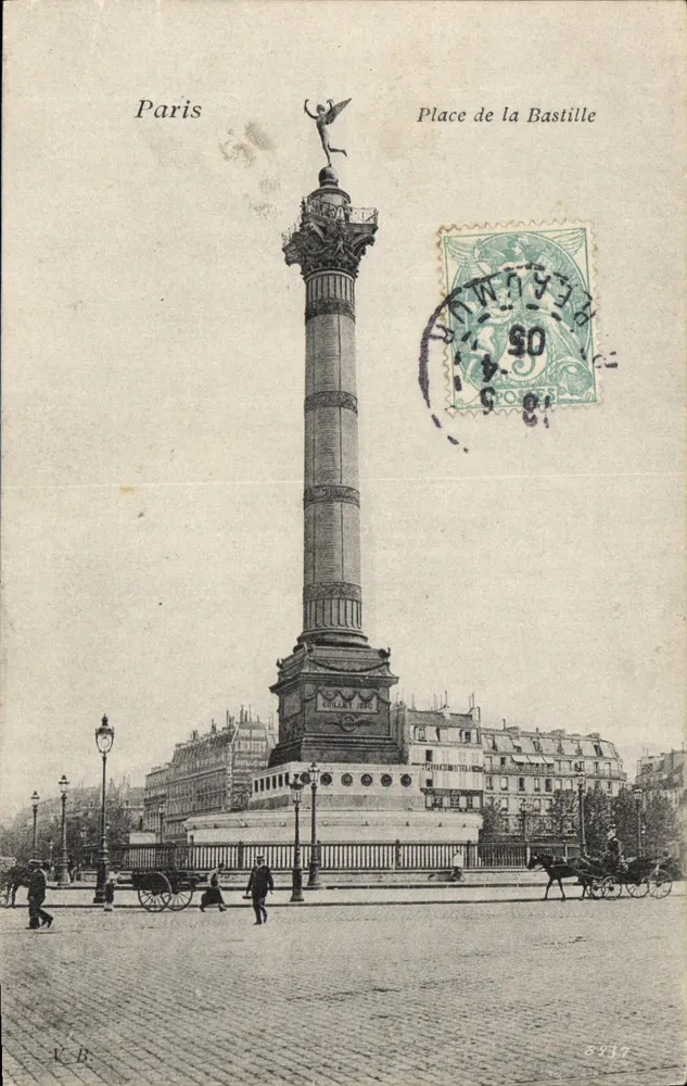 Place de la Bastille — Coluna da Bastilha — editor X.B. n°8937 - Frente