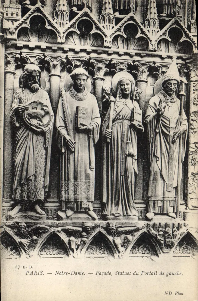 Paris — Notre-Dame — Façade, Statues du Portail de gauche — ND Phot - Recto