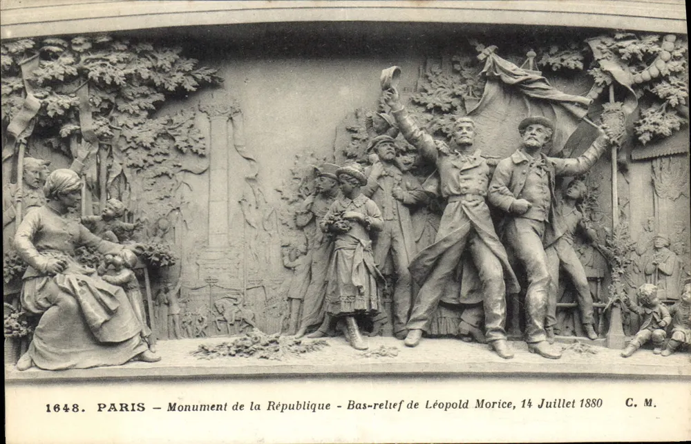 Paris – Denkmal der Republik – Relief von Léopold Morice, 14. Juli 1880 - Vorderseite