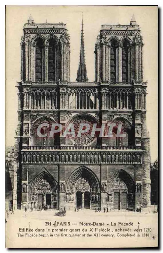 Paris — Catedral de Notre-Dame — A Facha — Editor Papeghin, n°294 - Frente