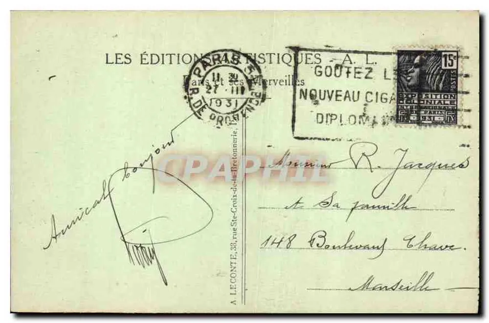 Paris - Das Rathaus und der Pont d'Arcole - A. L. 121 - Rückseite