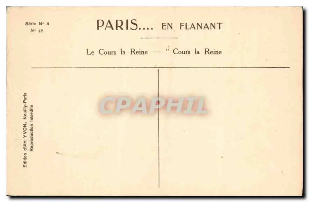 Paris — Le Cours la Reine — Éd. YVON, N° 49 - Rückseite