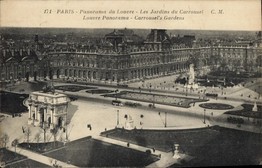Paris - Panorama des Louvre - Die Gärten des Carrousel — C.M. 171 - Vorderseite