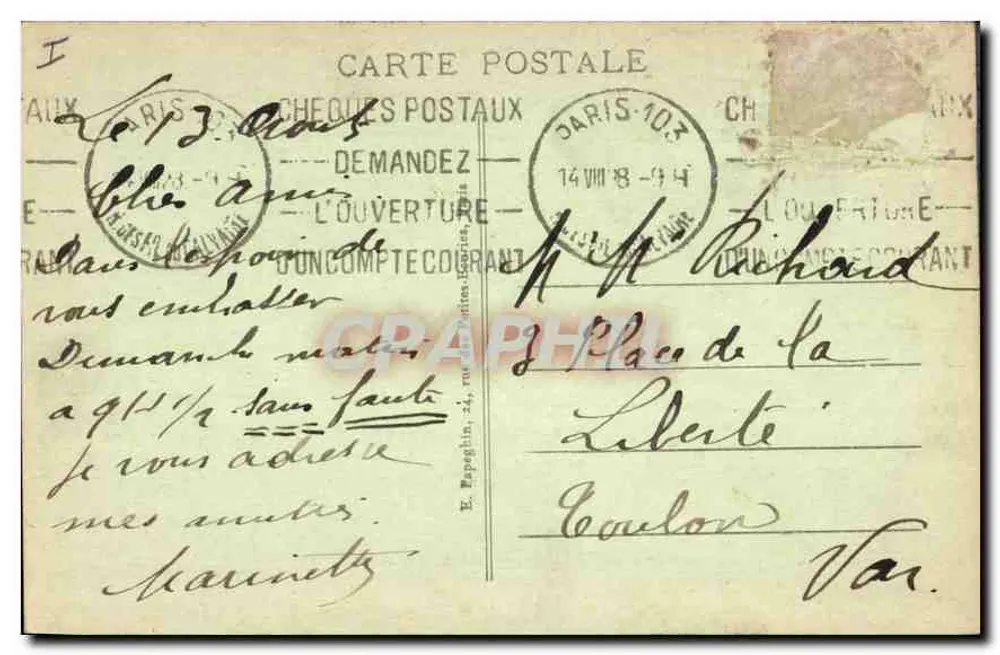 Place de la Bastille und Säule von Juli — Paris — A. P. n°128 - Rückseite