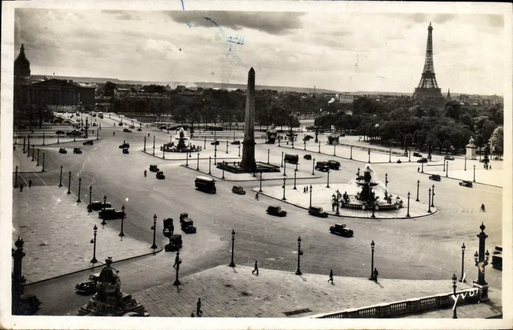 Place de la Concorde — vista panorâmica com obélisco e Torre Eiffel — Edições de Arte 'VIVOT' n°49 - Frente