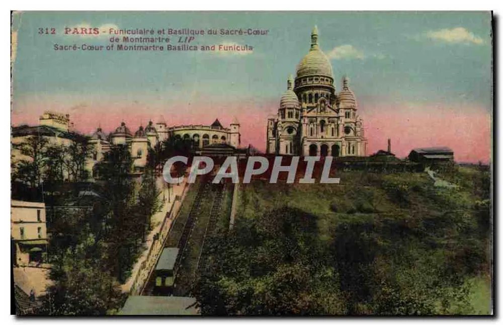 Paris - Seilbahn und Basilika des Heiligen Herzens — Serie 312, Verlag LIP - Vorderseite