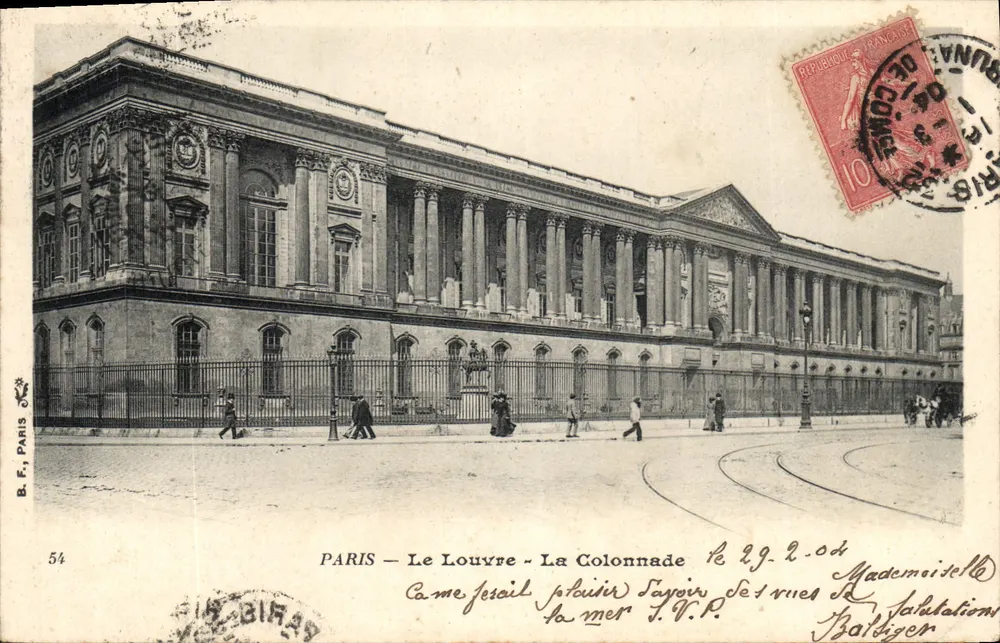Paris - O Louvre - A Colunata — B. E., Paris, n°54 - Frente