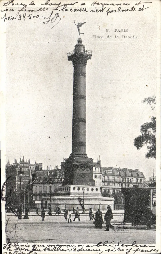 Place de la Bastille — Coluna da Bastilha — editor S. PARIS, n°8 - Frente