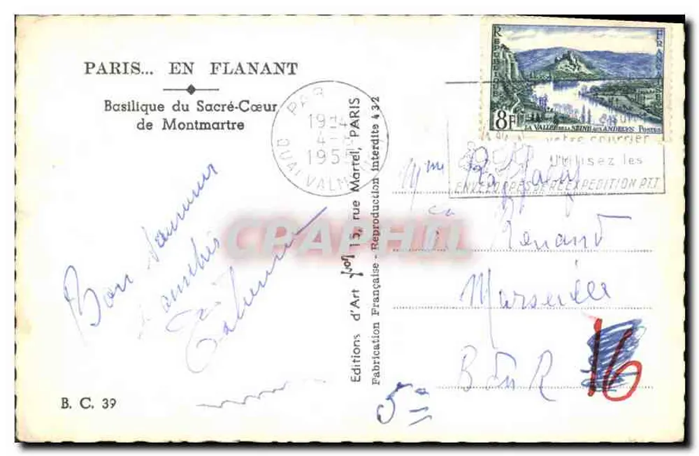 Basilika des Heiligen Herzens — Montmartre — Éditions d'Art Française, n° B.C. 39 - Rückseite