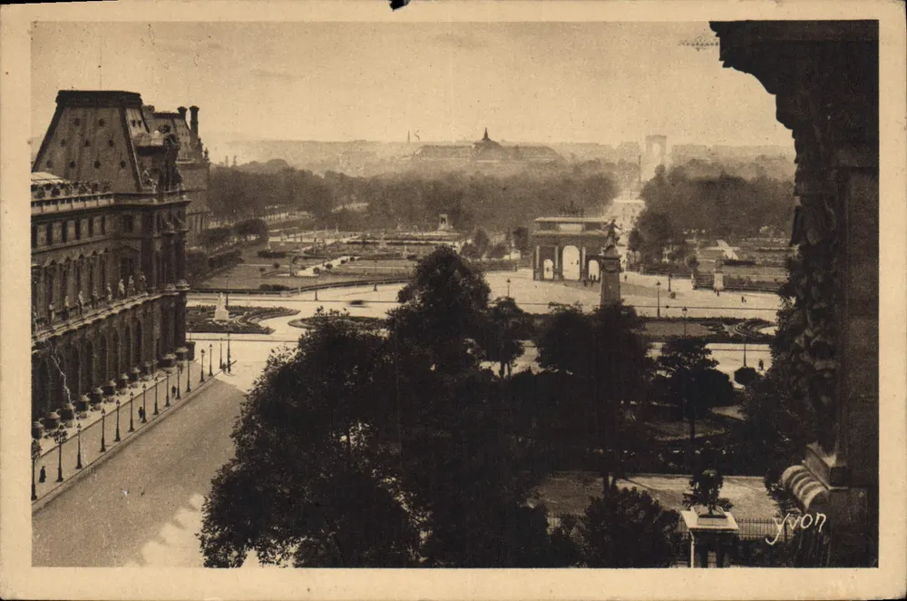 Paris... Spaziergang — Perspektive auf die Tuileries, die Avenue des Champs-Élysées und die Étoile — Künstlerische Ausgabe YVON, Neuilly-Paris, Serie 6 N° 103 - Vorderseite