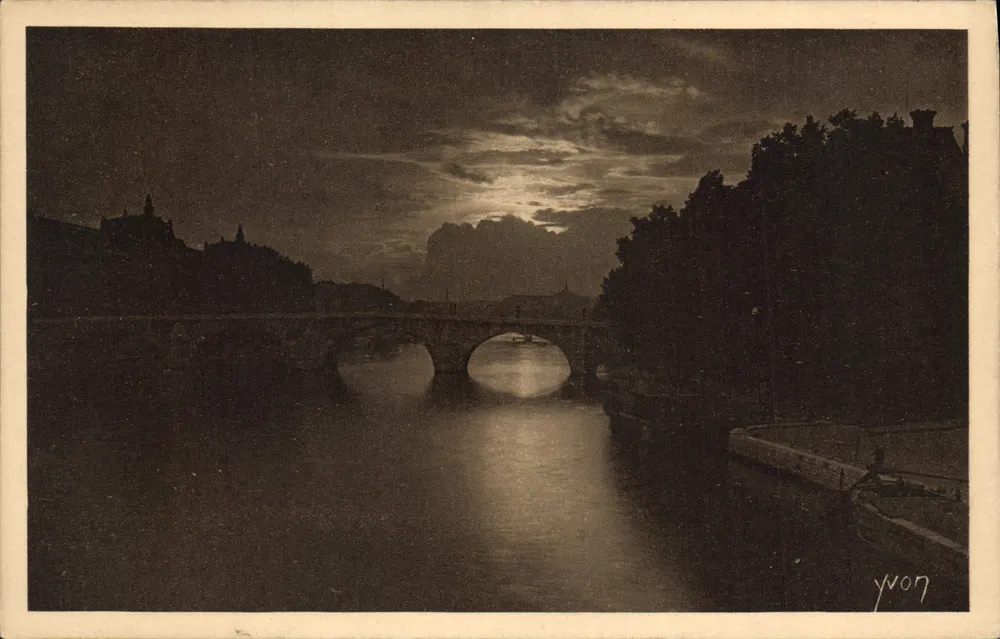 Paris. Spaziergang — Sonnenuntergang auf der Seine - Königlicher Brücke — Kunstausgabe YVON, Nr. 219 - Vorderseite