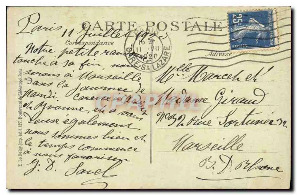 PARIS — Os Boulevards vistos da Madeleine — E. Le Deyre, Imp. 1897, n° 1021 - Verso