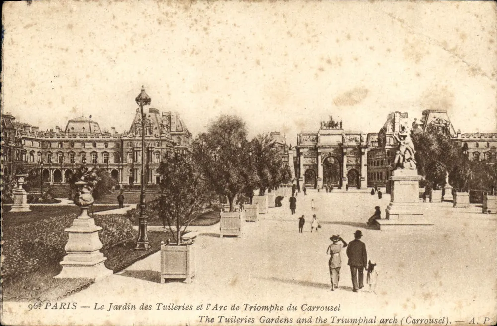 Paris — Der Tuileries-Garten und der Arc de Triomphe du Carrousel — A.P. - Vorderseite
