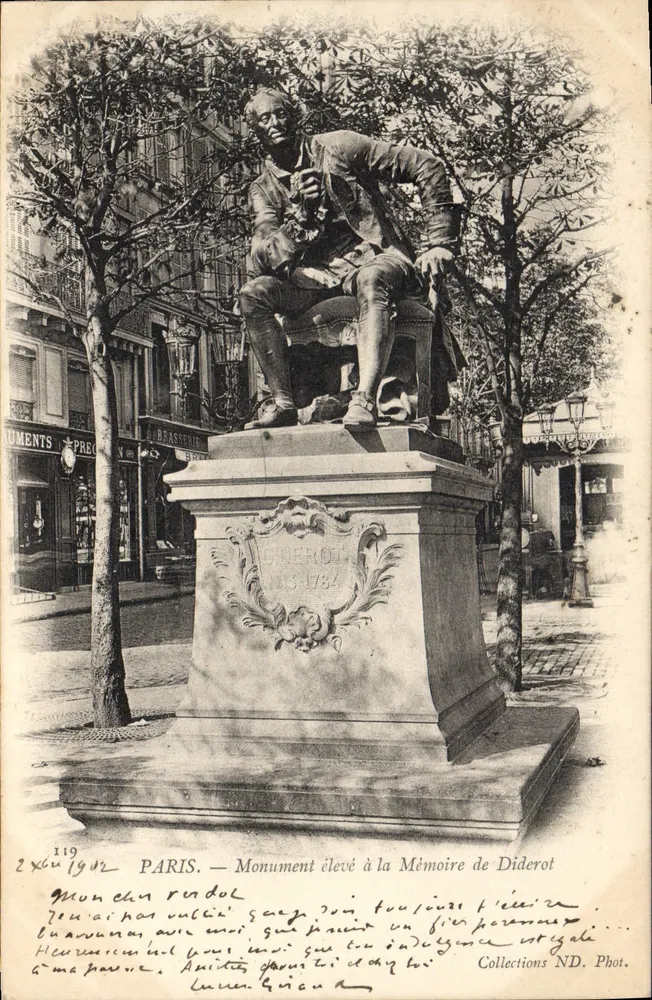 Paris — Monument erguido em homenagem a Diderot — Collections ND. Fot. n°119 - Frente