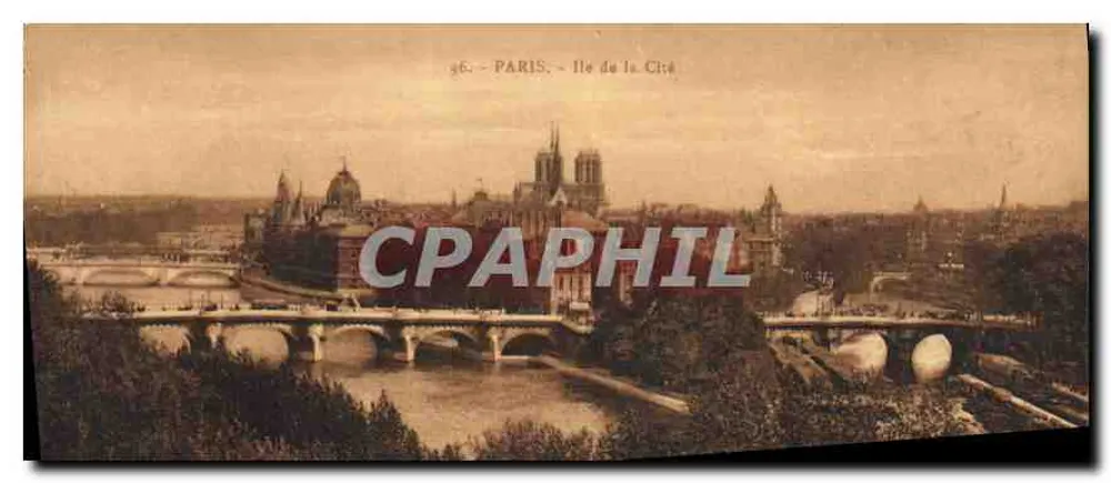 Paris - Île de la Cité — Panoramablick mit Notre-Dame und Brücken — Édition d'Art 'Rattas', Paris - Vorderseite