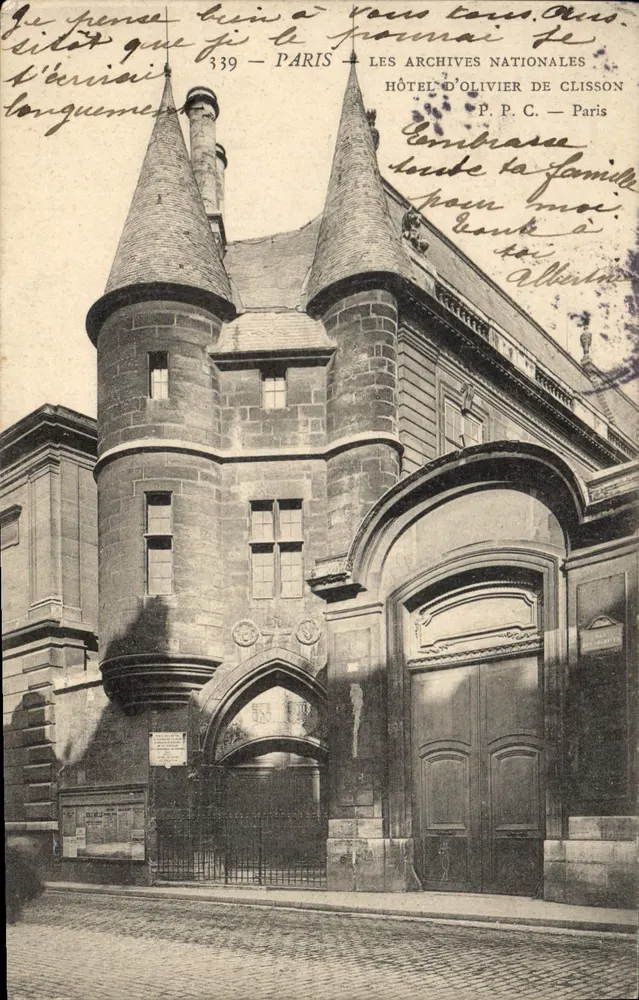 Hôtel d'Olivier de Clisson — Die Nationalarchiv — Paris - Vorderseite