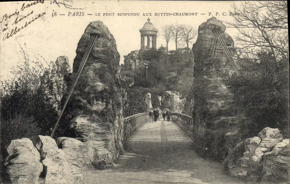 Paris — Der Hängebrücke bei Buttes-Chaumont — P.P.C. Paris - Vorderseite
