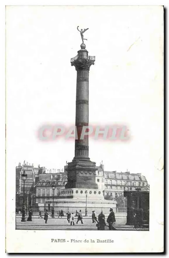 Paris - Praça da Bastilha — Coluna da Bastilha com estátua no topo — editor não visível - Frente
