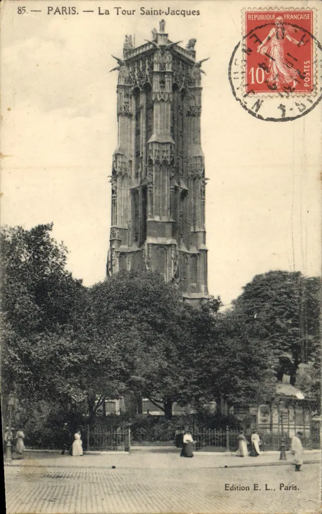 Paris — A Torre Saint-Jacques — Edição E. L., Paris - Frente