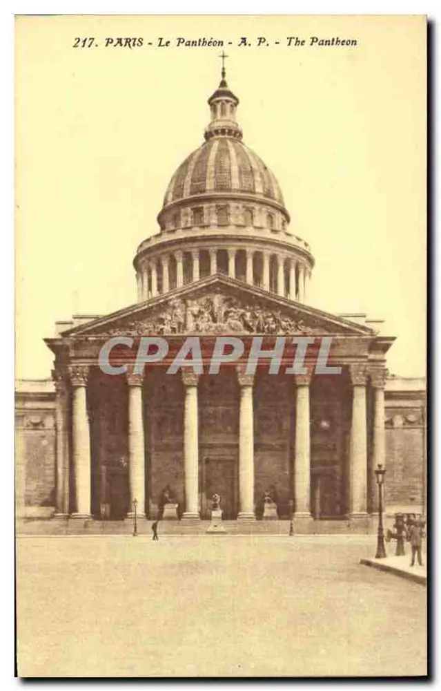 Paris - O Panteão — vista frontal — Papeghin e Cornault, editor, Paris, n° 217 - Frente
