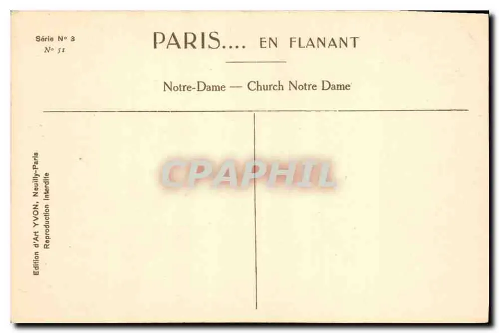 Notre-Dame de Paris — Wydawca YVON, Neuilly-Paris, seria N°3, N°51 - Rewers