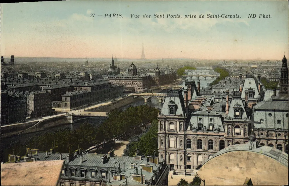 Paris — Ansicht der Sieben Brücken, aufgenommen von Saint-Gervais — ND Phot. n°27 - Vorderseite