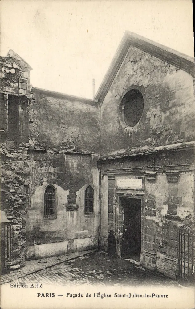 Paris — Ansicht der Fassade der Kirche Saint-Julien-le-Pauvre — Edition Attié - Vorderseite