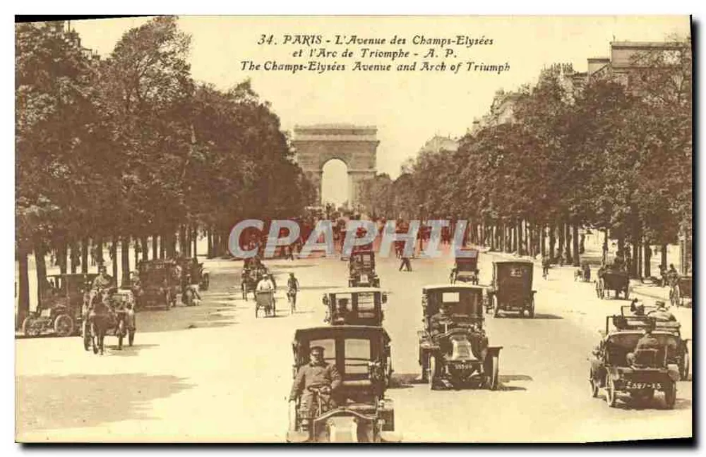Paris - Die Avenue des Champs-Élysées und der Arc de Triomphe - A. P. - Vorderseite