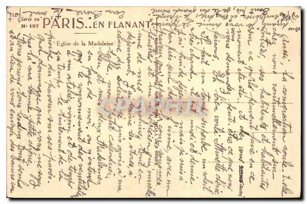 Der Pantheon in Paris — Künstlerische Ansicht — Édition d'Art Yvon, Serie 10, n°197 - Rückseite