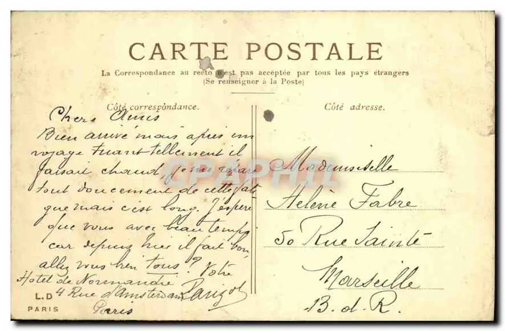 PARIS. — Le Petit Palais. — Imprimé sur la carte - Verso