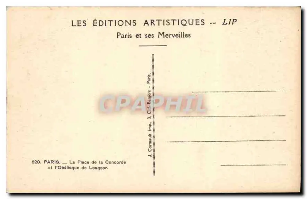 Paris — Place de la Concorde und der Obelisk von Luxor — Éditions Artistiques LIP - Rückseite