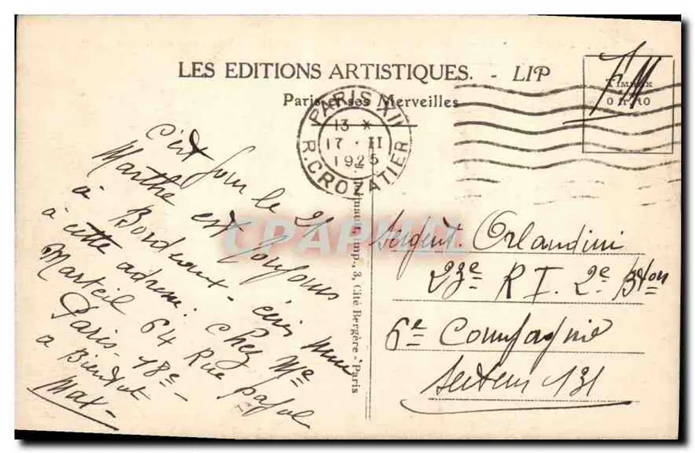 PARIS — Ansicht der Avenue des Champs-Élysées vom Arc de Triomphe de l'Étoile — LIP, Nr. 249 - Rückseite