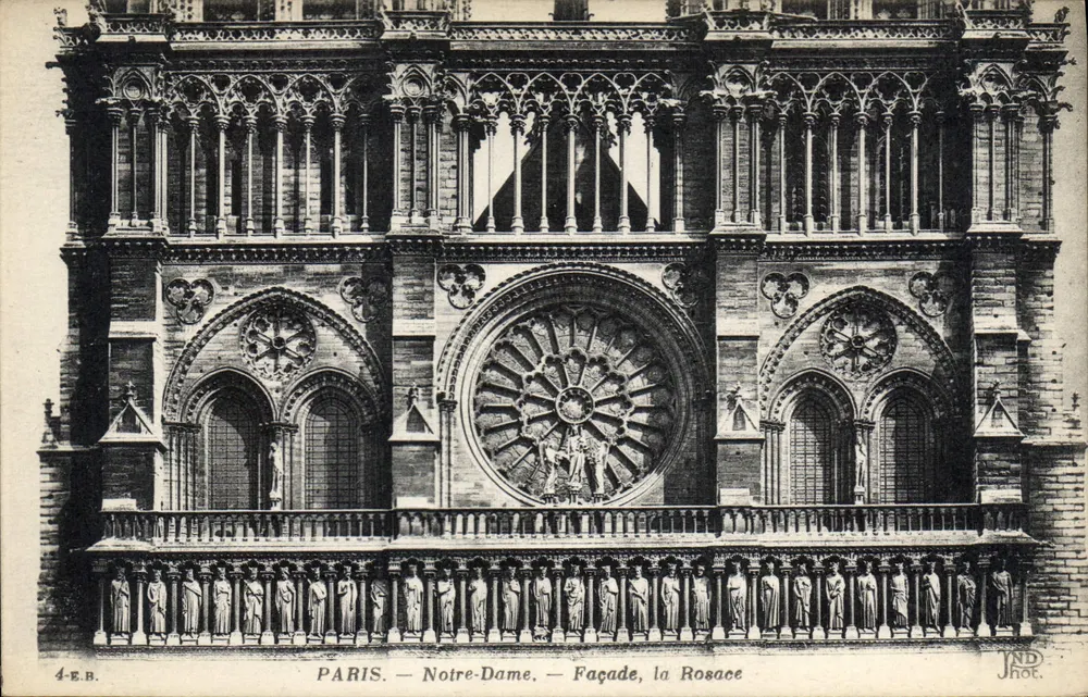 PARIS — Notre-Dame — Fachada, a Rosace — JND Jhore - Frente